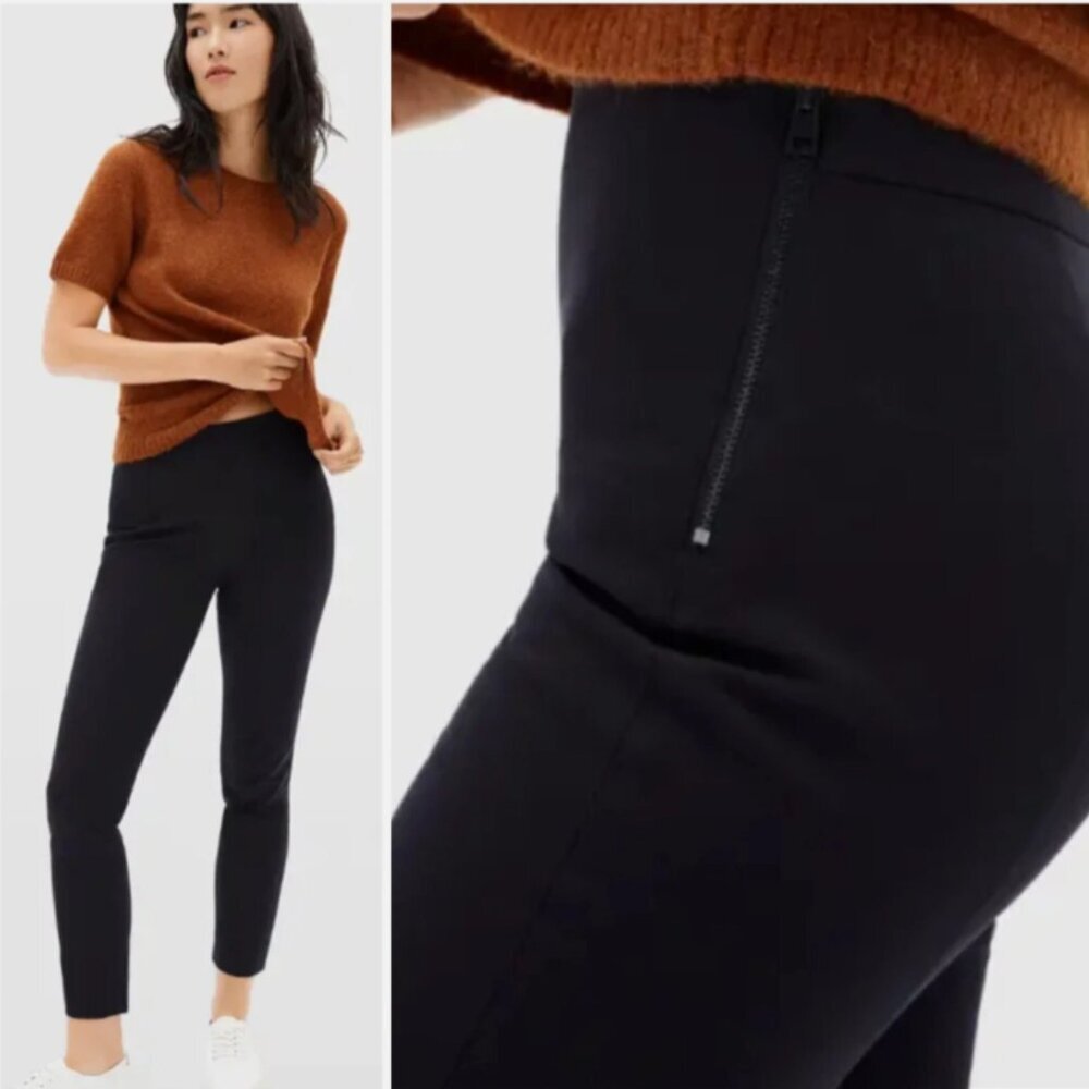 Everlane The Side-Zip Stretch Cotton Black Ankle Pants sz 4 Classic Minimalist